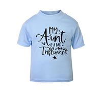 My Aunt is a Bad Influence (Style Two Star) [BBY6] Short Sleeve Cotton Toddler t Shirt, 2-3 Years, Pastel Blue