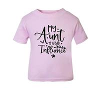 My Aunt is a Bad Influence (Style Two Star) [BBY6] Short Sleeve Cotton Toddler t Shirt, 2-3 Years, Pastel Pink