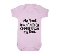 My Aunt is definitely cooler than my Dad (style one text) [BBY6] baby grow vest, 6-12 months, Pastel Pink
