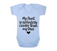 My Aunt is definitely cooler than my Dad (style two heart) [BBY6] baby grow vest, 0-3 months, Pastel Blue