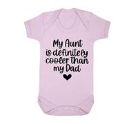 My Aunt is definitely cooler than my Dad (style two heart) [BBY6] baby grow vest, 0-3 months, Pastel Pink