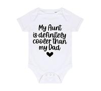 My Aunt is definitely cooler than my Dad (style two heart) [BBY6] baby grow vest, 0-3 months, White