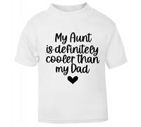 My Aunt is Definitely Cooler Than My Dad (Style Two Heart) [BBY6] Short Sleeve Cotton Toddler t Shirt, 2-3 Years, White