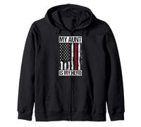 MY AUNT IS MY HERO Firefighter Thin Red Line Zip Hoodie