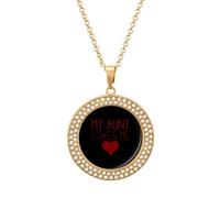 My Aunt Loves Me Fashion Necklace Chain Round Graphic Pendant with Diamond Jewellery Golden-style