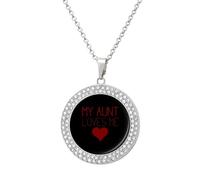 My Aunt Loves Me Fashion Necklace Chain Round Graphic Pendant with Diamond Jewellery Silver-style