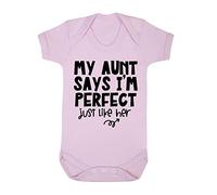 My aunt says I'm perfect just like her [BBY6] baby grow vest, 6-12 months, Pastel Pink