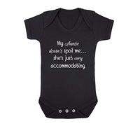 My Auntie Doesn't Spoil me She's just Very Accommodating Baby Grow Vest, 0-3 Months, Black