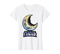 My Aura is Lunar Crescent Moon Value Graphic T-Shirt, Women, White, L
