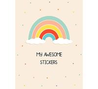 My Awesome Stickers: Blank Sticker Book Pastel Rainbow 8.5x11 100 pages