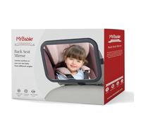 My Babiie Baby Car Mirror for Back Seat - Shatterproof, Adjustable, Wide Angle Rear View, Easy to Install, Newborn & Kids Essentials for Car Backseat - Black