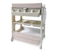 My Babiie Baby Changing and Bath Unit - from Birth to 11kg, Nursery Changing Station with Mat for Newborn, Infant Table with Water Basin and Storage - Oatmeal Herringbone