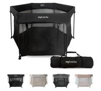 My Babiie Baby Playpen - Lightweight, from Birth to 15kg, Pop-up Playpen Function, Foldable, Travel Bag, Breathable Mesh Sides - Black