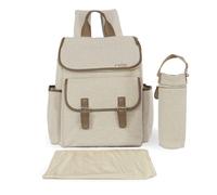 My Babiie Changing Bag Backpack - With Insulated Bottle Holder, Portable Changing Mat, Baby Travel Bag, Nappy Back Pack, 9 Pockets - Oatmeal Herringbone