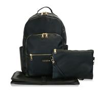 My Babiie Backpack Pro Changing Bag - 2 Insulated Bottle Holders, Clutch Bag, Portable Changing Mat, Stroller Clips, Baby Travel Bag, Nappy Back Pack, Vegan Leather - Black & Gold