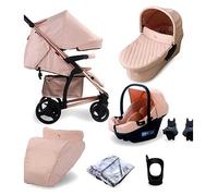 My Babiie MB200i 3-in-1 Travel System with i-Size Car Seat - Blush: Pram, Bassinet & Stroller with XL UPF50+ Canopy