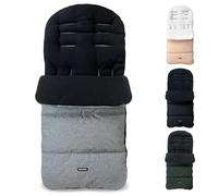 My Babiie Footmuff - Fleece Lined Cosytoes, Universal Fitting for Pushchair, Stroller, Buggy & Pram, Dual Layer, Showerproof, Accessory for Baby - Grey & Black