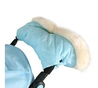 My Babiie Stroller Fleece Hand Muff - Fur Trimmed Pushchair Gloves, Windproof Baby Pram Handmuff, Luxurious Faux Fur, Thick & Warm, Quilted Stitching - Baby Blue