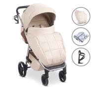 My Babiie MB160 Pushchair - from Birth to 4 Years (22kg), 4-Wheel Suspension, Large Basket, XL Canopy, Foldable, Compact, Stroller with Footmuff, Cup Holder, Rain Cover - Oatmeal
