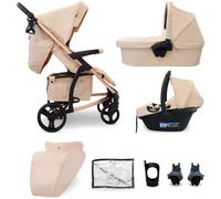 My Babiie MB200i 3-in-1 Travel System with i-Size Car Seat - Blush: Pram, Bassinet & Stroller with XL UPF50+ Canopy