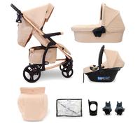 My Babiie MB200i 3-in-1 Travel System with i-Size Car Seat - Blush: Pram, Bassinet & Stroller with XL UPF50+ Canopy