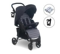 My Babiie MB30 Pushchair - from Birth to 4 Years (22kg), Easy Compact Fold, Large Shopping Basket, Adjustable Handle, Stroller Includes Cup Holder, Rain Cover - Black & Grey
