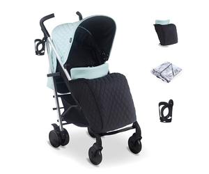 My Babiie MB51 Billie Faiers Quilted Aqua Lightweight Stroller, Sturdy & Protective, Lightweight Frame, Comfort, Suitable from Birth to MAX 22kg, w/Cup Holder, Rain Cover and Footmuff