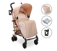 My Babiie MB51 Plus Stroller - Rose Gold Blush: Lay-Flat Seat, 3-Position UPF50+ Canopy, Height-Adjustable Handles, Suspension, Footmuff & Rain Cover