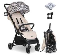 My Babiie MBX6 Autofold Stroller - from Birth to 4 Years (22kg), Foldable & Compact, Lightweight, Travel Buggy for Toddlers, Pushchair Includes Rain Cover - Fawn Leopard