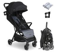 My Babiie MBX6 Autofold Stroller - from Birth to 4 Years (22kg), Foldable & Compact, Lightweight, Travel Buggy for Toddlers, Pushchair Includes Rain Cover - Black & Grey