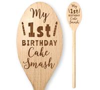 My Baby 1st First Birthday Cake Smash Engraved Wooden Spoon Boys Girls For Party Perfect Photo Prop Photoshoot Daughter’s Sons Mummy Daddy Celebration Toddler Novelty One Grandson Granddaughter Baking