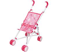 My Baby Doll's Buggy Age 3+, Pink Butterfly Pattern Stroller with White Frame, Foldable Design