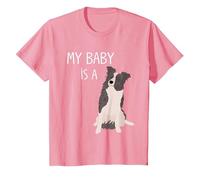My Baby is a Border Collie (White, Blue & Merle) Dog Mom T-Shirt, Youth, Pink, Large