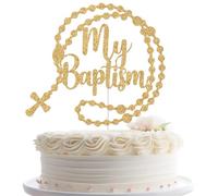 My Baptism Cake Topper, Baby Baptism Cake Decor, God Bless This Child, First Holy Communion, Religious Christening Baby Shower 1st Birthday Party Decorations Gold Glitter