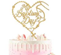 My Baptism Day Cake Topper, First Holy Communion/On Your Confirmation, Religious Christening Baby First Baptism Bridal Shower Wedding Party Decorations Supplies Gold Glitter