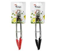 My Bargains Online Shop Silicon Silicone Grip Stainless Steel Tongs - 18cm