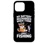 My Battery Recharges When I Think About Fishing Cat Case for iPhone 16 Pro Max