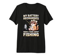 My Battery Recharges When I Think About Fishing Cat Premium T-Shirt