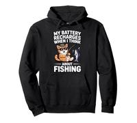 My Battery Recharges When I Think About Fishing Cat Pullover Hoodie