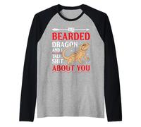My Bearded Dragon And I Talk About You Shirt lizard Reptile Raglan Baseball Tee