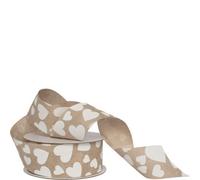 My Beating Heart Woven Ribbon 38mm - Natural Printed Ribbon
