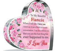 My Beautiful Fiancée Gifts - I Love You Romantic Acrylic Heart Gift For Women, Anniversary Plaque for Fiancée, 100mm x 100mm Present For Anniversaries Birthday Christmas