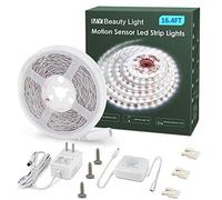 MY BEAUTY LIGHT Motion Activated LED Strip Lights, 16.4ft LED Light Strip with Day or Night 2 Lighting Modes, 3 Timing Off Modes, Bright White 12v Plug-in LED Rope Lights for Under Cabinet, Kitchen
