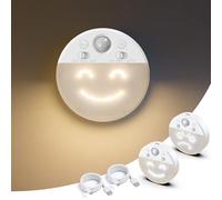 MY BEAUTY LIGHT - Motion Sensor LED Night Light with 4 Facial Expressions, 2 Pack 3000K, Dimmable Hallway Light, Rechargeable LED Light with Timer, Status Light