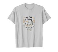 My Bed is Calling and I Must Answer Funny Sleep Lover Art T-Shirt, Men, Silver, XL