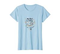 My Bed is Calling and I Must Answer Funny Sleep Lover Art T-Shirt, Women, Baby Blue, XXL