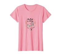 My Bed is Calling and I Must Answer Funny Sleep Lover Art T-Shirt, Women, Pink, XXL