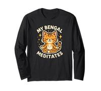 My Bengal Cat Meditates Cute Funny Art Long Sleeve T-Shirt