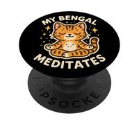 My Bengal Cat Meditates Cute Funny Art PopSockets Adhesive PopGrip