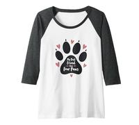 My Best Friend Has Four Paws - Pet Love Paw Raglan Baseball Tee, Women, Dark Heather/White, S